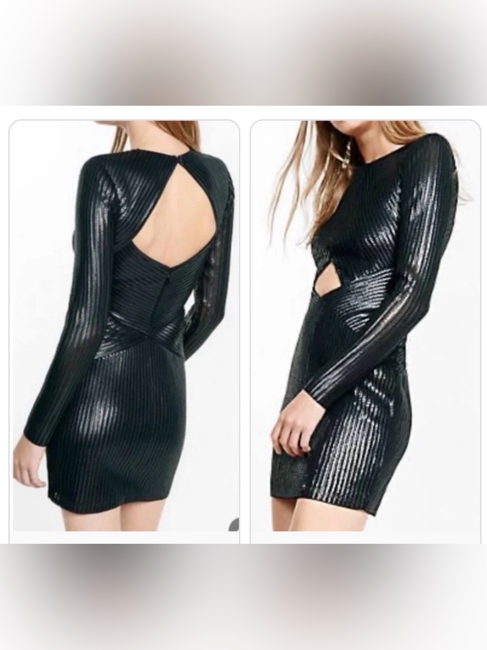 Express Black Long Sleeve Sequin Bodycon Dress
